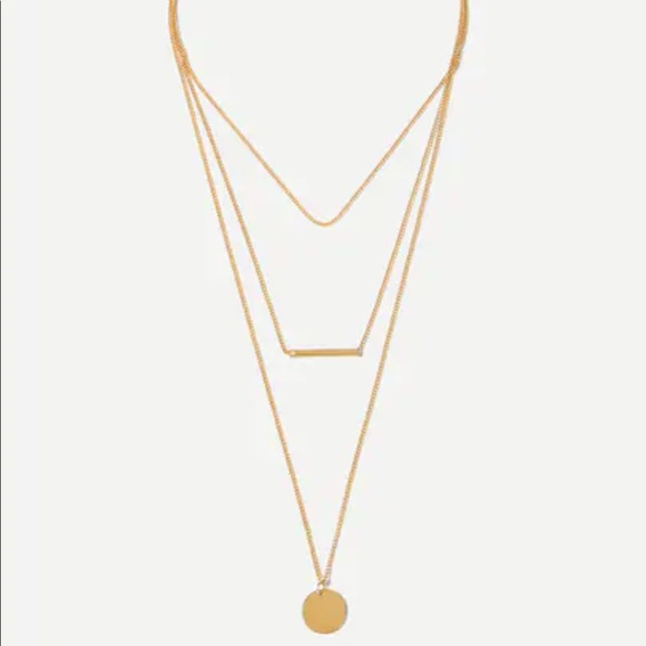 LAST ONE Gold Circle Pendant Triple Layer Necklace - Picture 4 of 5